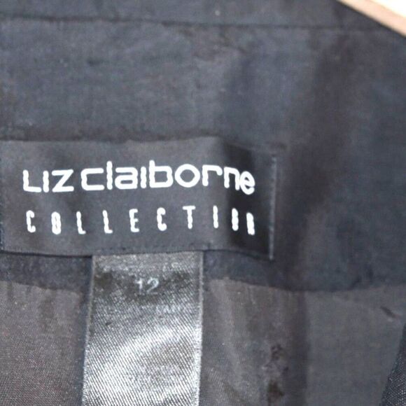 Liz Claiborne Collection Black Silk Blazer Jacket Size 12 Minimalist Officewear - Picture 6 of 7